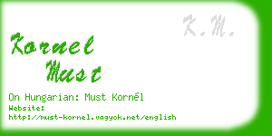 kornel must business card